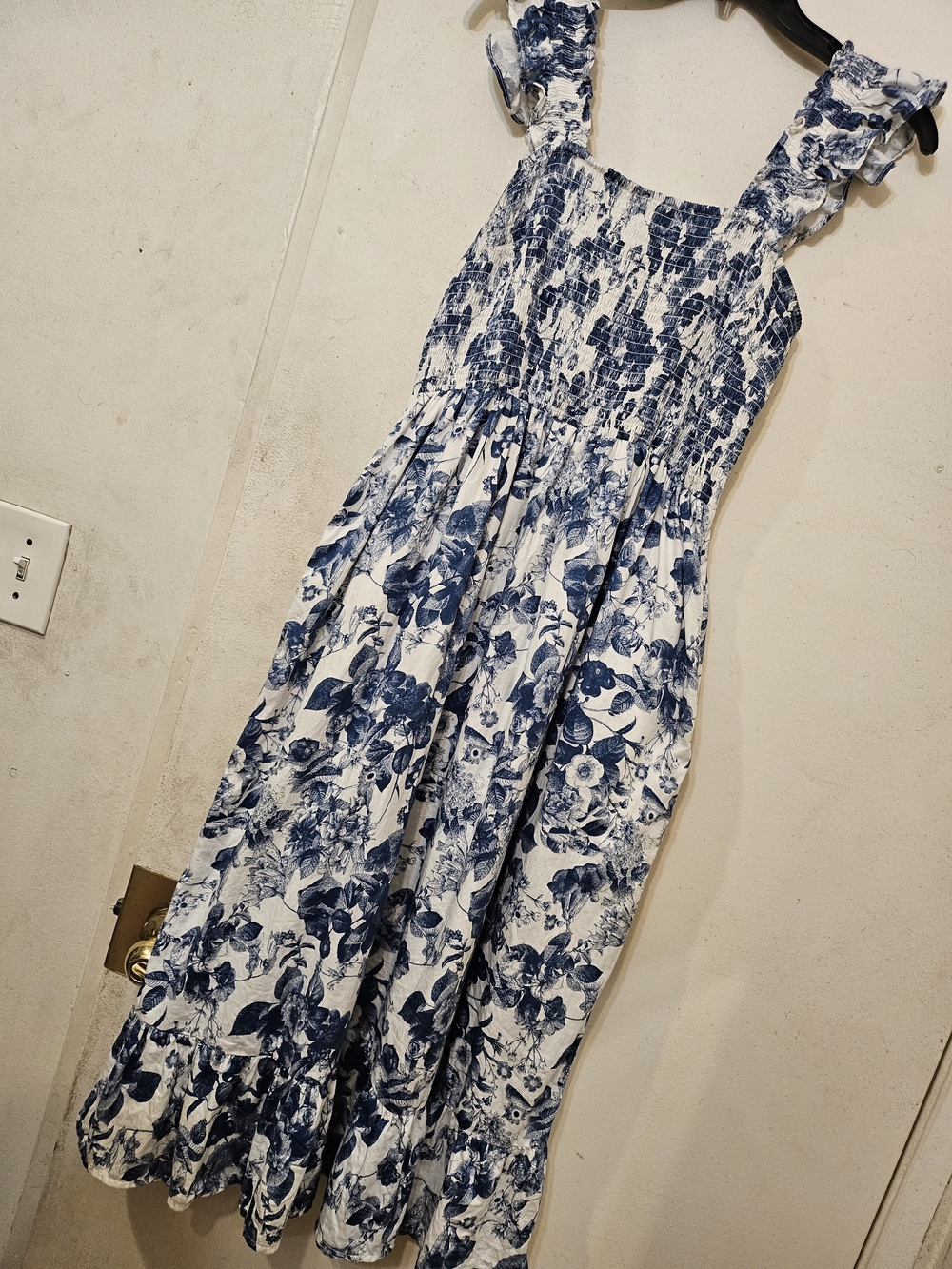 The Drop Blue & White Smocked Tank Dress